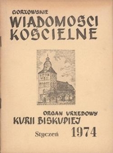 Gorzowskie Wiadomości Kościelne, 1974, R.16, nr 1