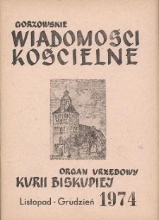 Gorzowskie Wiadomości Kościelne, 1974, R.16, nr 11-12