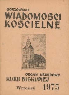 Gorzowskie Wiadomości Kościelne, 1975, R.17, nr 9